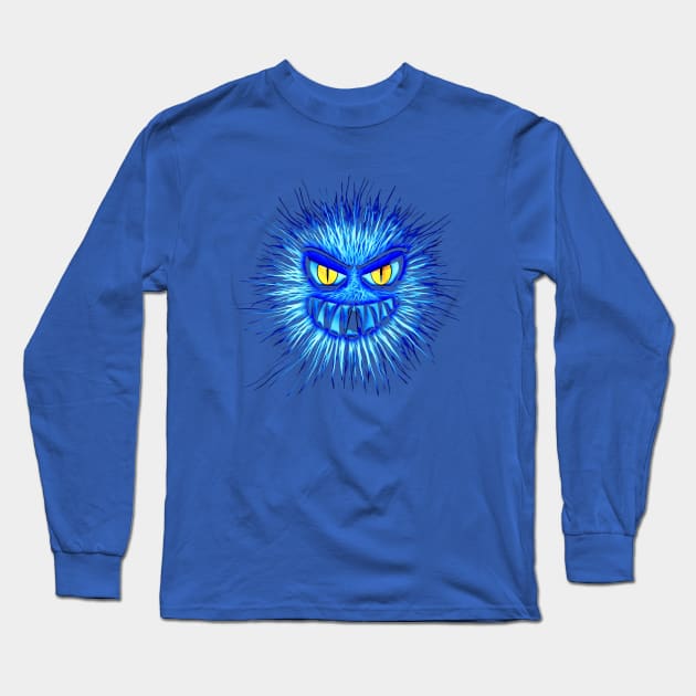 blue monster face Long Sleeve T-Shirt by Leap Arts